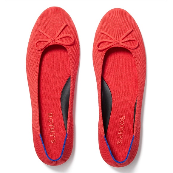 RARE ROTHYS Glamour Red Bow Ballet Flats In Box Womens Size 8-8.5 Rothy’s Shoes - Picture 16 of 16